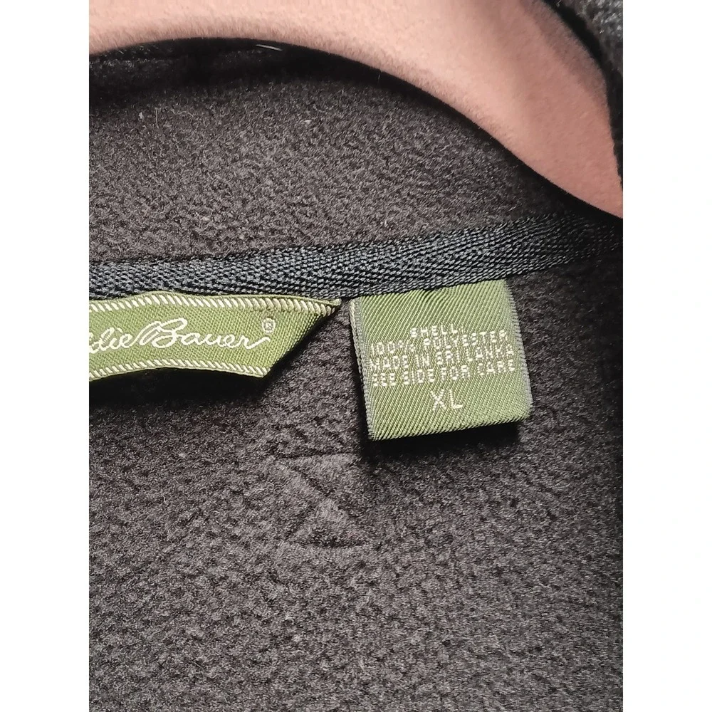 Eddie Bauer Men's XL Black Full Zip Fleece Jacket Mock Neck Soft Warm Outdoor